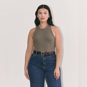 Everlane Luxe Ribbed Tank Heather Fatigue Small